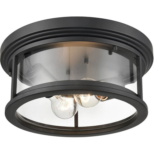 Bresley 2 Light 12 inch Powder Coated Black Outdoor Flushmount